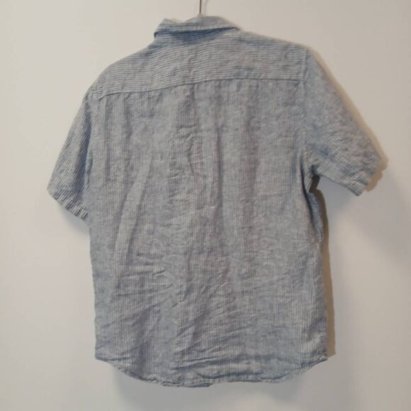 Everlane womens small 100% linen shirt blue stripe substantial capsule top - Picture 4 of 8